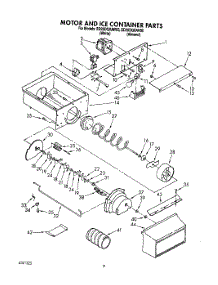06 - Motor And Ice Container parts for Whirlpool Refrigerator ED25DQXAW00 from AppliancePartsPros.com