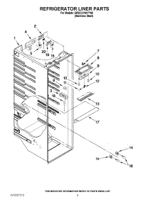 02 - Refrigerator Liner Parts parts for Whirlpool Refrigerator 6WSC21N4YY00 from AppliancePartsPros.com