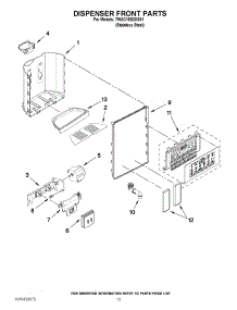 08 - Dispenser Front Parts parts for Whirlpool Refrigerator 7WSC19D2XS01 from AppliancePartsPros.com