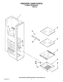 04 - Freezer Liner Parts parts for Whirlpool Refrigerator WSF26D4EXS03 from AppliancePartsPros.com