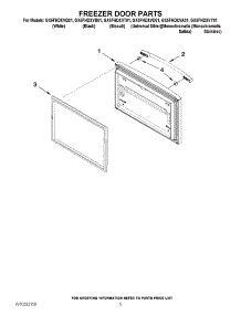 03 - Freezer Door Parts parts for Whirlpool Refrigerator GX5FHDXVQ01 from AppliancePartsPros.com