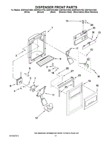 08 - Dispenser Front Parts parts for Whirlpool Refrigerator ED5FHAXVS02 from AppliancePartsPros.com