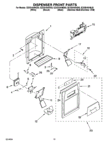 08 - Dispenser Front Parts parts for Whirlpool Refrigerator GD5SHAXNS03 from AppliancePartsPros.com