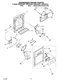 08 - Dispenser Front Parts parts for Whirlpool Refrigerator GD5RHAXSL01 from AppliancePartsPros.com