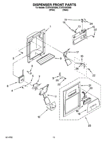 08 - Dispenser Front Parts parts for Whirlpool Refrigerator ED5FHGXSQ00 from AppliancePartsPros.com
