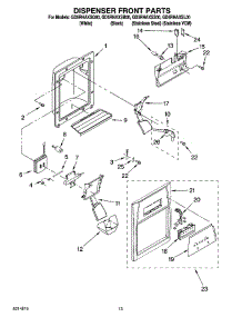 08 - Dispenser Front Parts parts for Whirlpool Refrigerator GD5RHAXSL00 from AppliancePartsPros.com