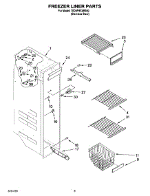 04 - Freezer Liner Parts parts for Whirlpool Refrigerator 7ED5FHEXRS00 from AppliancePartsPros.com