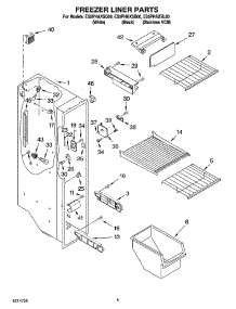 04 - Freezer Liner Parts parts for Whirlpool Refrigerator ES5PHAXSB00 from AppliancePartsPros.com