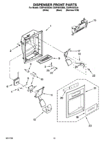 08 - Dispenser Front Parts parts for Whirlpool Refrigerator ES5PHAXSB00 from AppliancePartsPros.com
