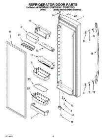 06 - Refrigerator Door Parts parts for Whirlpool Refrigerator GF6NFEXRB01 from AppliancePartsPros.com