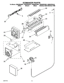 12 - Icemaker Parts, Optional Parts parts for Whirlpool Refrigerator GS6SHEXNB01 from AppliancePartsPros.com