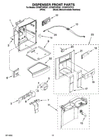 08 - Dispenser Front Parts parts for Whirlpool Refrigerator GF6NFEXRQ01 from AppliancePartsPros.com