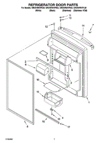 04 - Refrigerator Door Parts parts for Whirlpool Refrigerator GR2SHWXPL02 from AppliancePartsPros.com