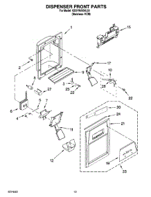 08 - Dispenser Front Parts parts for Whirlpool Refrigerator GD5YHAXNL03 from AppliancePartsPros.com