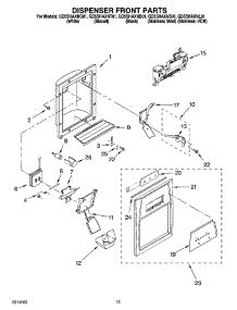 08 - Dispenser Front Parts parts for Whirlpool Refrigerator GD5SHAXNB01 from AppliancePartsPros.com