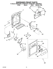 08 - Dispenser Front Parts parts for Whirlpool Refrigerator GD5RHAXNL01 from AppliancePartsPros.com