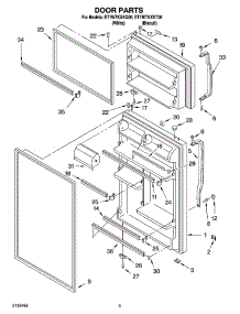 02 - Door Parts parts for Whirlpool Refrigerator ET1WTKXKQ06 from AppliancePartsPros.com