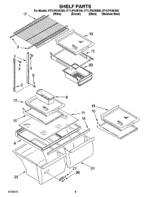 05 - Shelf Parts, Optional Parts parts for Whirlpool Refrigerator ET1LFKXKS05 from AppliancePartsPros.com