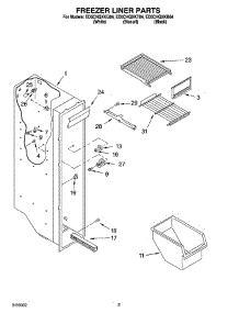 04 - Freezer Liner Parts parts for Whirlpool Refrigerator ED5CHQXKT04 from AppliancePartsPros.com