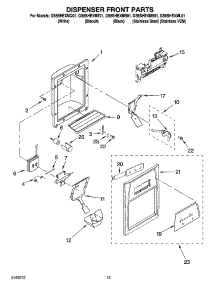 08 - Dispenser Front Parts parts for Whirlpool Refrigerator GS6SHEXMS01 from AppliancePartsPros.com