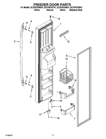 07 - Freezer Door Parts parts for Whirlpool Refrigerator GC3PHEXNT01 from AppliancePartsPros.com