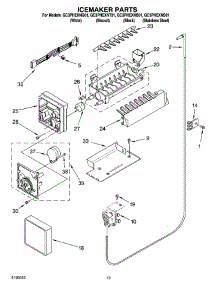12 - Icemaker Parts, Optional Parts parts for Whirlpool Refrigerator GC3PHEXNT01 from AppliancePartsPros.com