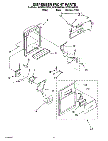 08 - Dispenser Front Parts parts for Whirlpool Refrigerator GD5RHAXRB00 from AppliancePartsPros.com
