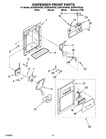 08 - Dispenser Front Parts parts for Whirlpool Refrigerator GD5RHAXRT00 from AppliancePartsPros.com