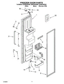 07 - Freezer Door Parts parts for Whirlpool Refrigerator GD5RHAXRQ00 from AppliancePartsPros.com