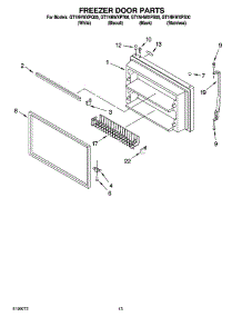 07 - Freezer Door Parts parts for Whirlpool Refrigerator GT1NHWXPQ00 from AppliancePartsPros.com