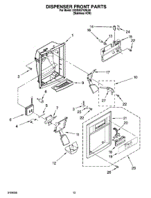 08 - Dispenser Front Parts parts for Whirlpool Refrigerator 3XES0GTQNL00 from AppliancePartsPros.com