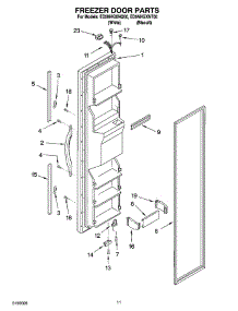 07 - Freezer Door Parts parts for Whirlpool Refrigerator ED5NHGXNT00 from AppliancePartsPros.com