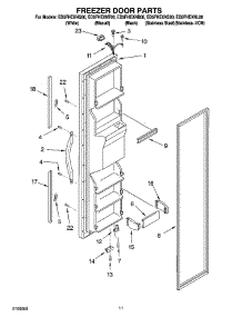 07 - Freezer Door Parts parts for Whirlpool Refrigerator ED5FHEXNB00 from AppliancePartsPros.com