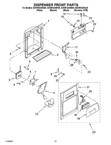 08 - Dispenser Front Parts parts for Whirlpool Refrigerator GD5RHAXNB00 from AppliancePartsPros.com