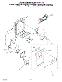 08 - Dispenser Front Parts parts for Whirlpool Refrigerator GS5SHAXNL00 from AppliancePartsPros.com