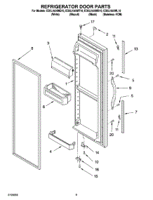 06 - Refrigerator Door Parts parts for Whirlpool Refrigerator ED5LHAXMB10 from AppliancePartsPros.com