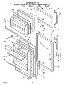 02 - Door Parts parts for Whirlpool Refrigerator ET6JTKYKQ01 from AppliancePartsPros.com