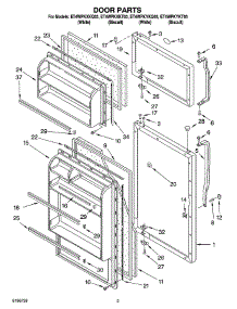 02 - Door Parts parts for Whirlpool Refrigerator ET4WPKXKQ03 from AppliancePartsPros.com