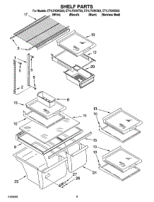 05 - Shelf Parts, Optional Parts parts for Whirlpool Refrigerator ET1LFKXKT03 from AppliancePartsPros.com