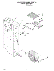 04 - Freezer Liner Parts parts for Whirlpool Refrigerator 7ED5FHEXMS00 from AppliancePartsPros.com