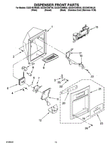 08 - Dispenser Front Parts parts for Whirlpool Refrigerator GS2SHEXMS00 from AppliancePartsPros.com