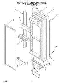 06 - Refrigerator Door Parts parts for Whirlpool Refrigerator ED5THAXMS00 from AppliancePartsPros.com