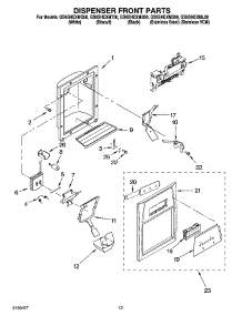 08 - Dispenser Front Parts parts for Whirlpool Refrigerator GS6SHEXMB00 from AppliancePartsPros.com