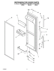 06 - Refrigerator Door Parts parts for Whirlpool Refrigerator ED5PHEXMT00 from AppliancePartsPros.com