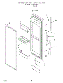 06 - Refrigerator Door parts for Whirlpool Refrigerator 4YED25PQFN03 from AppliancePartsPros.com