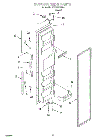 07 - Freezer Door parts for Whirlpool Refrigerator 4YED25PQFN03 from AppliancePartsPros.com