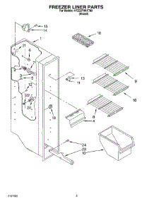 04 - Freezer Liner parts for Whirlpool Refrigerator 4YED2FHKKT00 from AppliancePartsPros.com