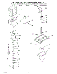 05 - Motor And Ice Container parts for Whirlpool Refrigerator 7GS6SHAXKB01 from AppliancePartsPros.com