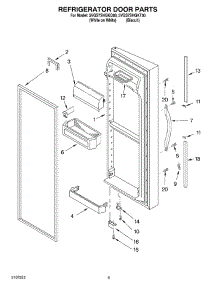 06 - Refrigerator Door parts for Whirlpool Refrigerator 5VGS7SHGKQ00 from AppliancePartsPros.com