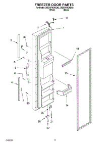 06 - Freezer Door parts for Whirlpool Refrigerator 3XES0FHQKQ02 from AppliancePartsPros.com